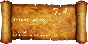 Tolnai Anikó névjegykártya